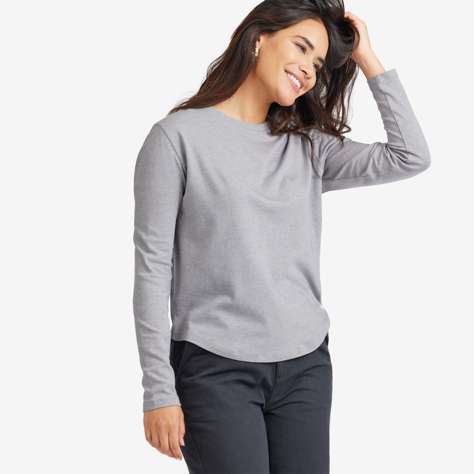 Women's Soft Merino Long Sleeve Tee - Medium Grey - Image 2